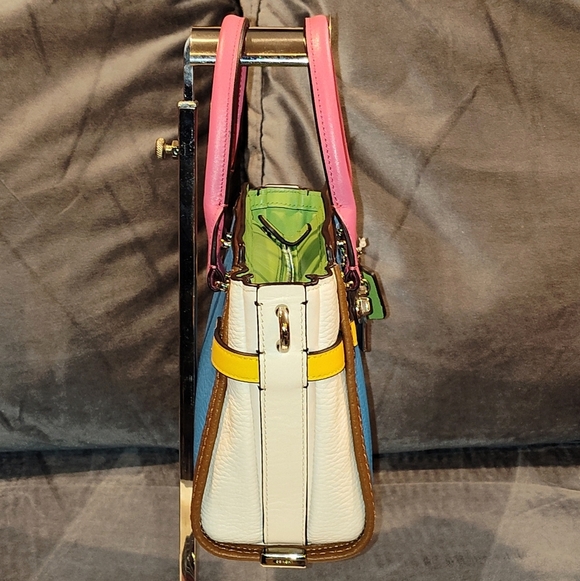 NWOT RARE COACH SWAGGER 21 RAINBOW MULTICOLOR COLORBLOCK TWO-WAY TOTE W/ DUSTBAG - Picture 15 of 16